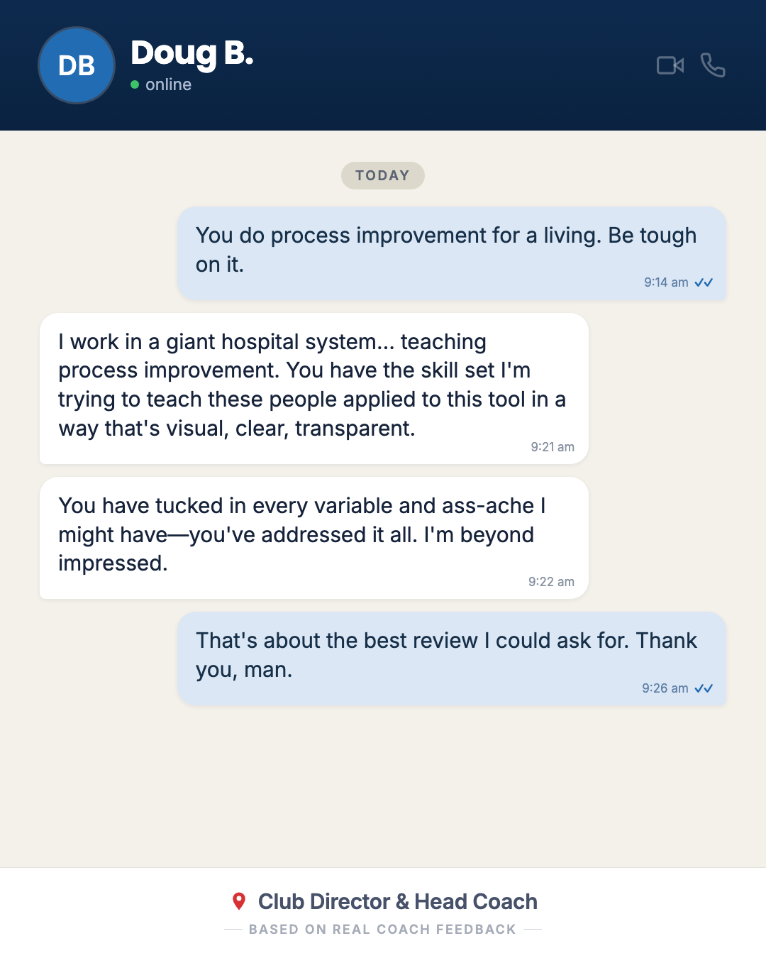 A club director who teaches process improvement: POWLAX has addressed every variable — beyond impressed.